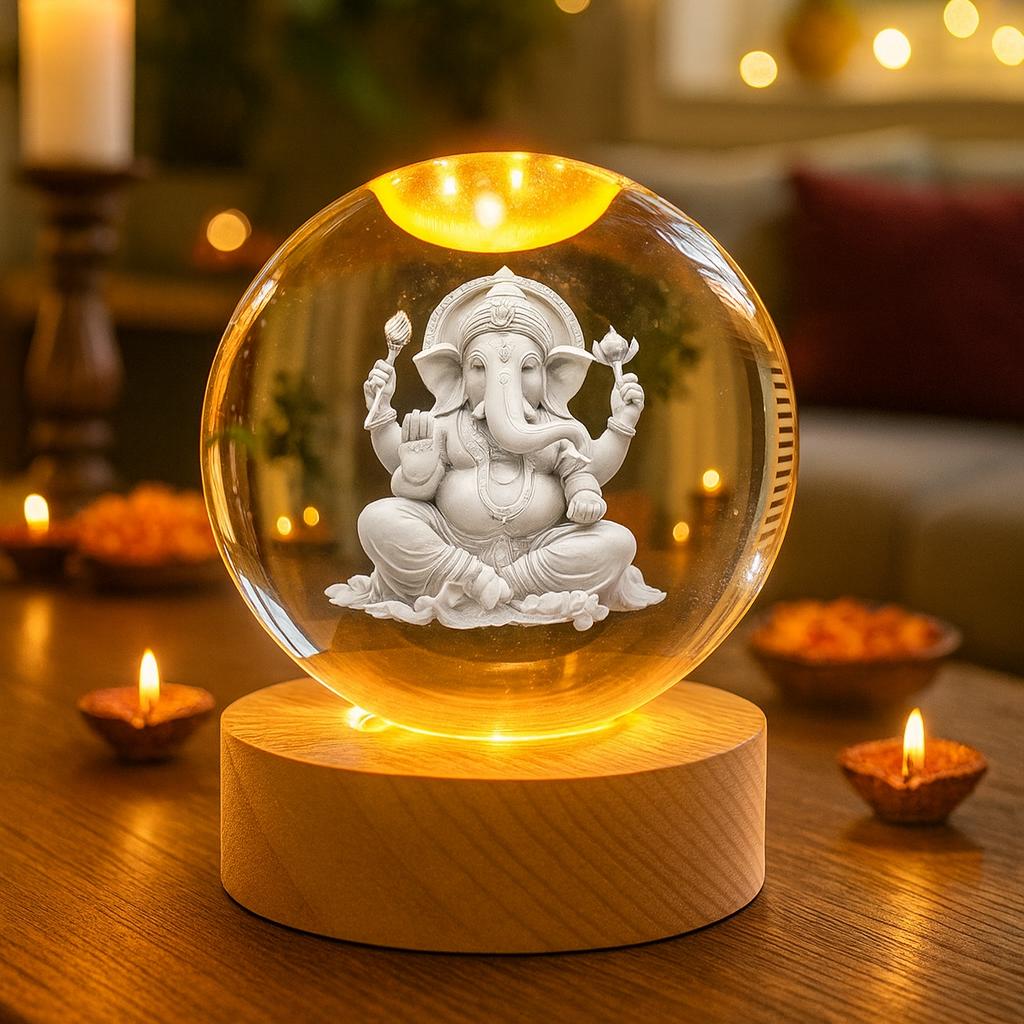 Divine Glow – Ganesh Crystal LED Lamp
