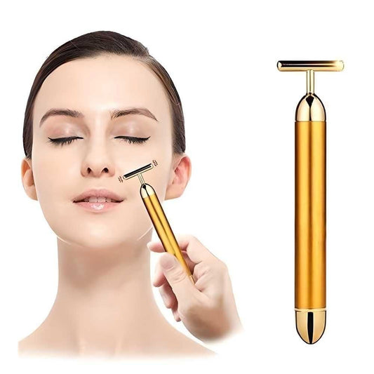 Aarambh 24K Gold T-Shape Energy Beauty Roller | Electric Facial Massager for Instant Face Lift, Anti-Aging & Radiant 'Shaadi-Ready' Skin