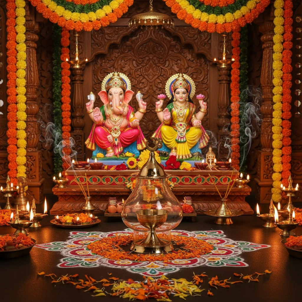 Eternal Glow Brass Akhand Diya with Borosilicate Glass