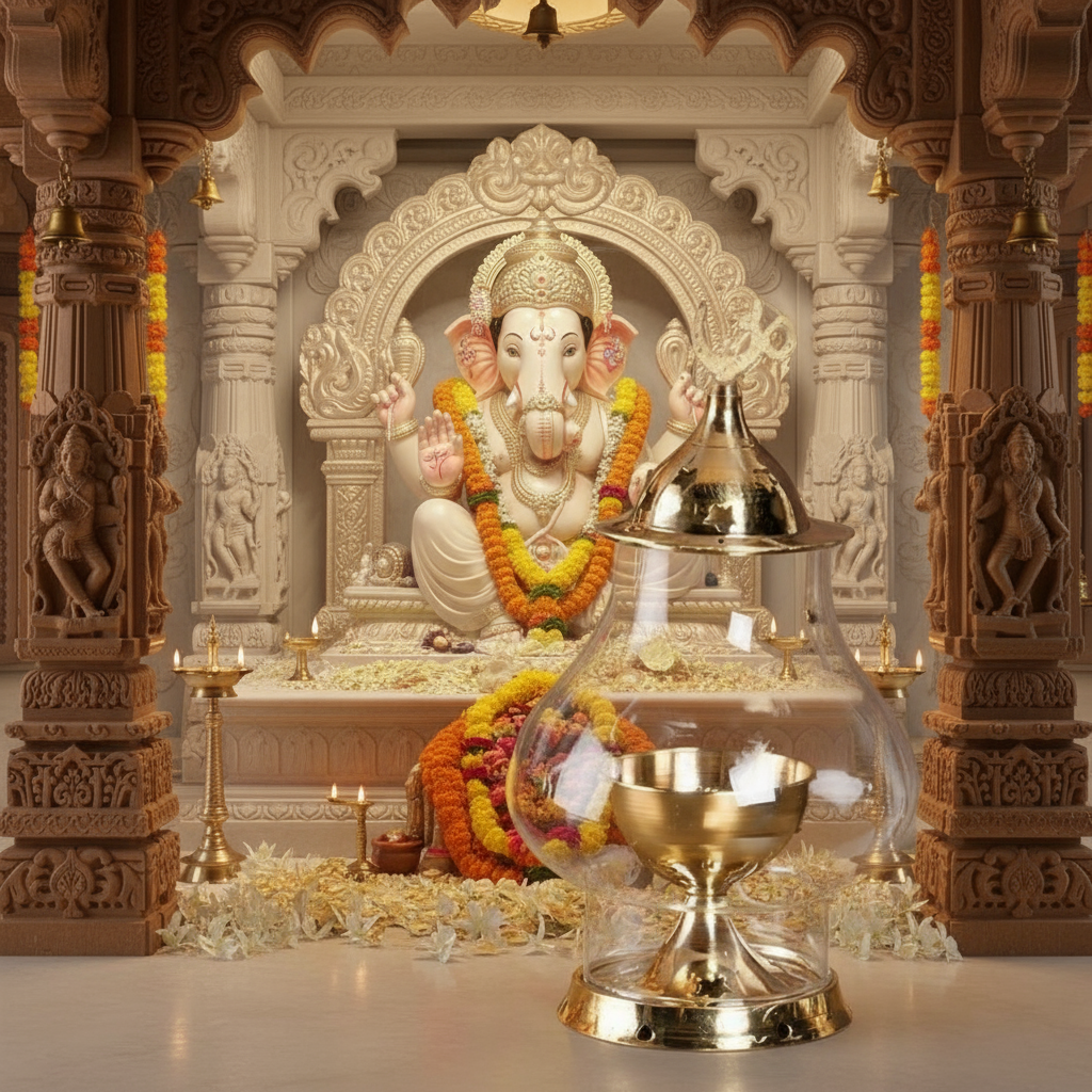 Eternal Glow Brass Akhand Diya with Borosilicate Glass