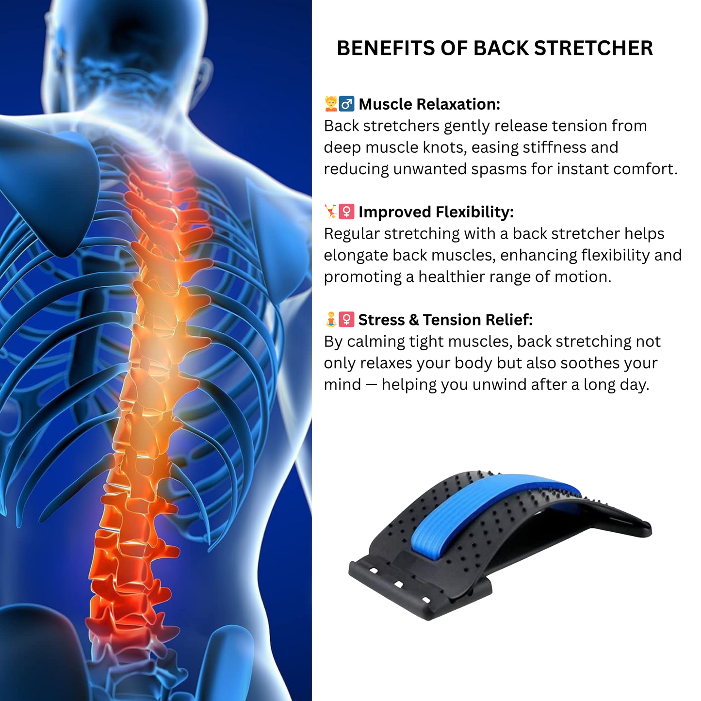 SpineFlex Multi-Level Magnetic Back Stretcher - Posture Corrector Device